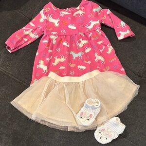 Unicorn Baby Dress + Tulle Skirt + Unicorn Shoes